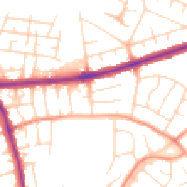 Daytime road noise heatmap for DE24 0AB