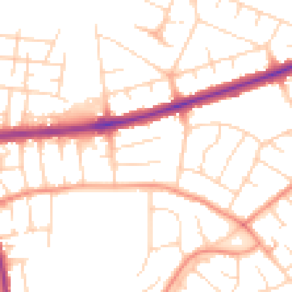 Daytime road noise heatmap for DE24 0AE