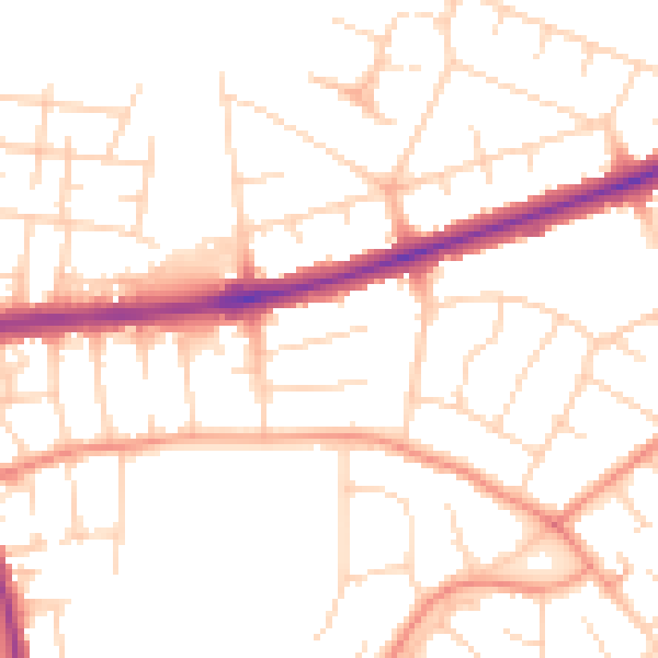 Daytime road noise heatmap for DE24 0AG