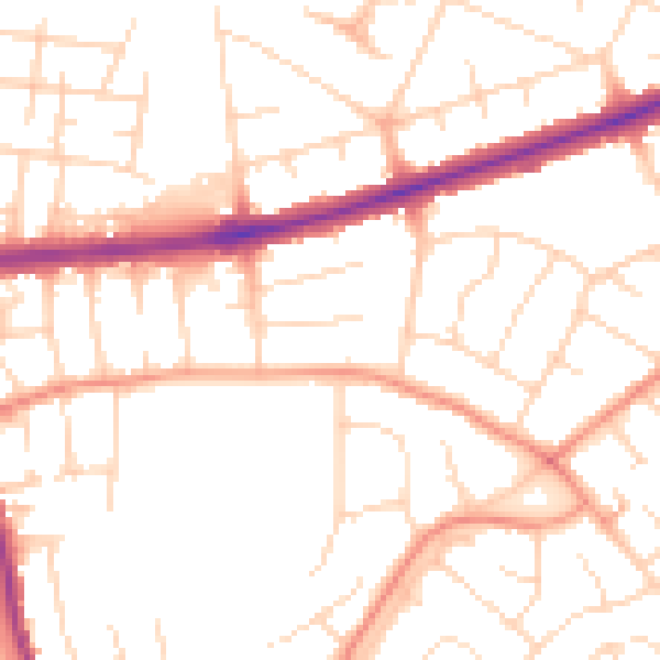 Daytime road noise heatmap for DE24 0AH