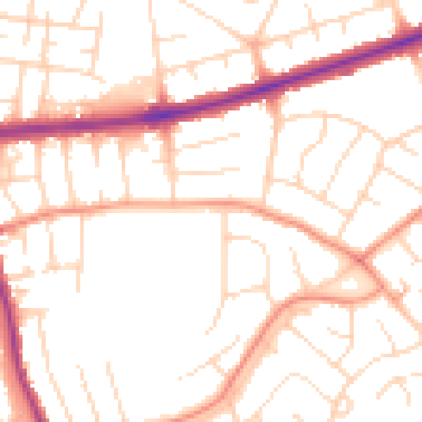 Daytime road noise heatmap for DE24 0AN