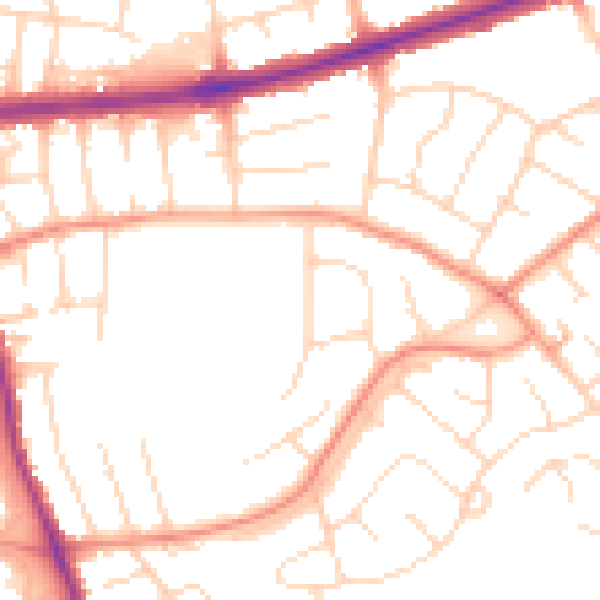 Daytime road noise heatmap for DE24 0AR