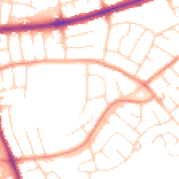 Daytime road noise heatmap for DE24 0AS