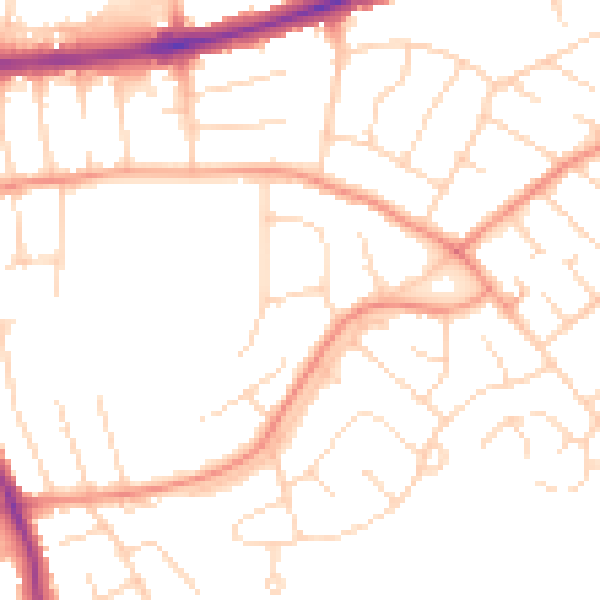 Daytime road noise heatmap for DE24 0AT