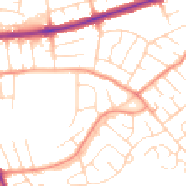 Daytime road noise heatmap for DE24 0AU