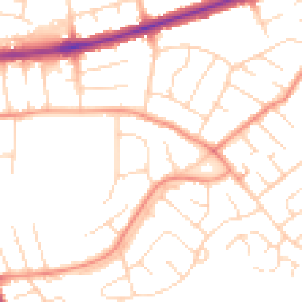 Daytime road noise heatmap for DE24 0AW