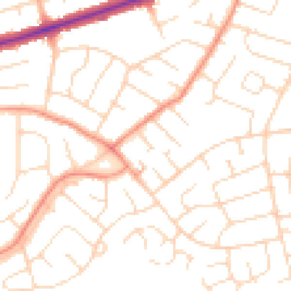 Daytime road noise heatmap for DE24 0AX