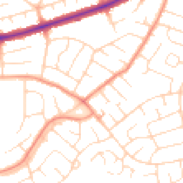 Daytime road noise heatmap for DE24 0AY