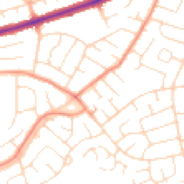 Daytime road noise heatmap for DE24 0AZ