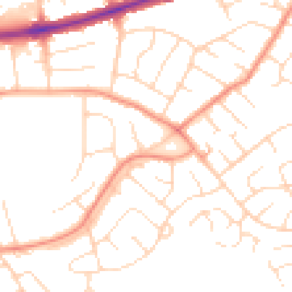 Daytime road noise heatmap for DE24 0BA