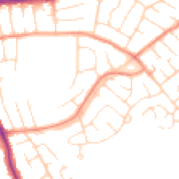 Daytime road noise heatmap for DE24 0BB