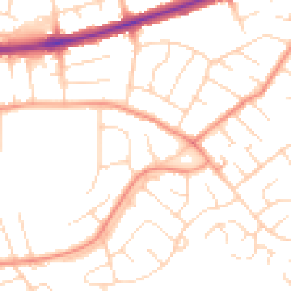 Daytime road noise heatmap for DE24 0BE