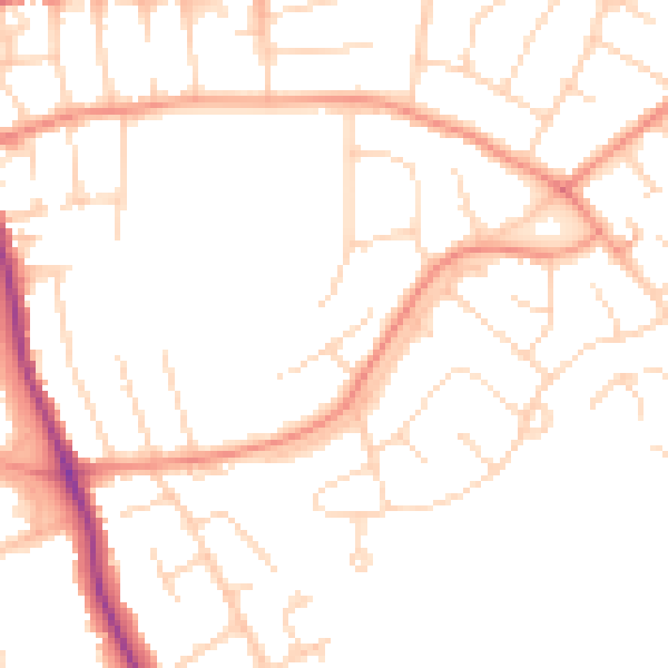 Daytime road noise heatmap for DE24 0BG