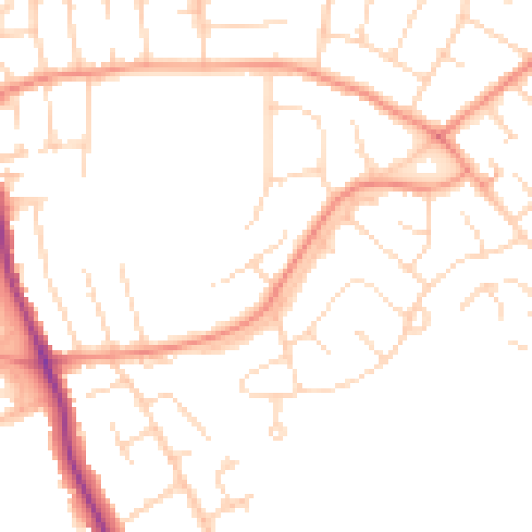 Daytime road noise heatmap for DE24 0BH