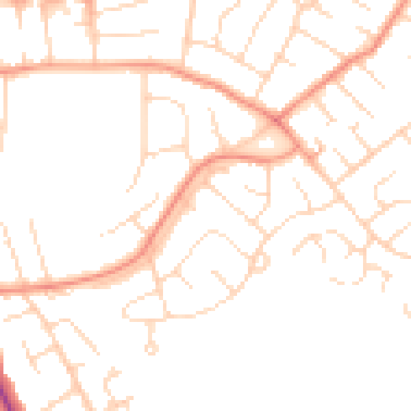Daytime road noise heatmap for DE24 0BJ