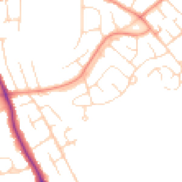 Daytime road noise heatmap for DE24 0BN