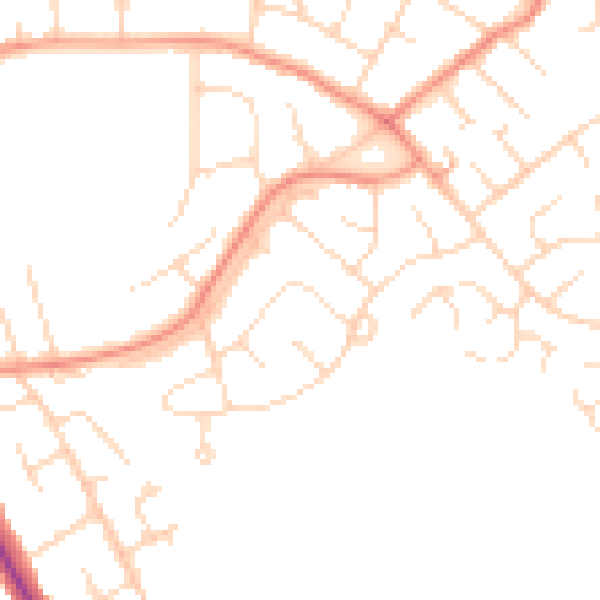 Daytime road noise heatmap for DE24 0BU