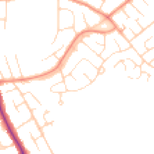 Daytime road noise heatmap for DE24 0BW