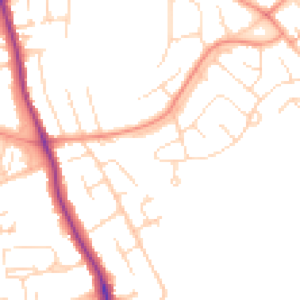 Daytime road noise heatmap for DE24 0BX
