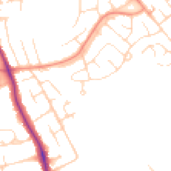 Daytime road noise heatmap for DE24 0BY