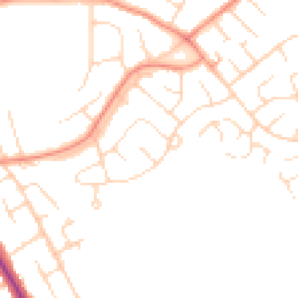Daytime road noise heatmap for DE24 0BZ