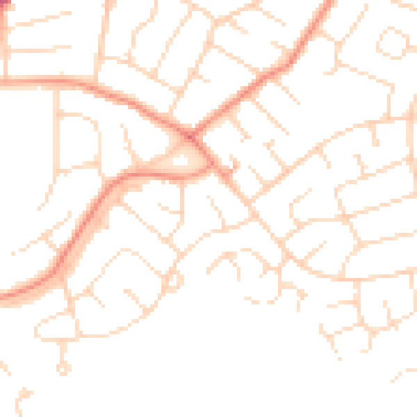 Daytime road noise heatmap for DE24 0DA