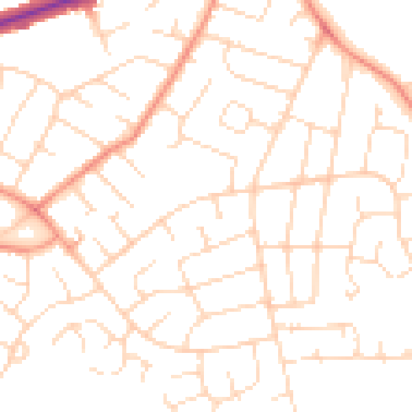 Daytime road noise heatmap for DE24 0DE