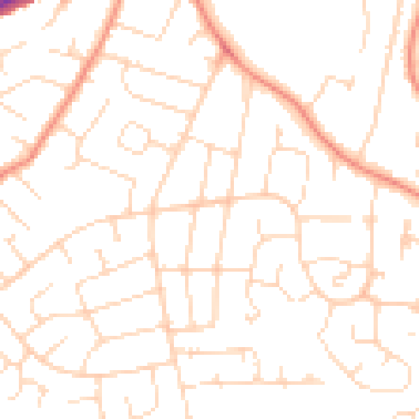 Daytime road noise heatmap for DE24 0DF