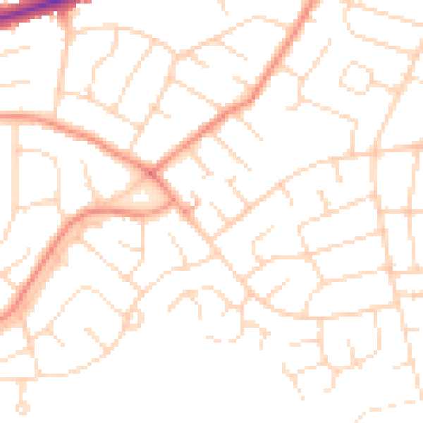 Daytime road noise heatmap for DE24 0DG