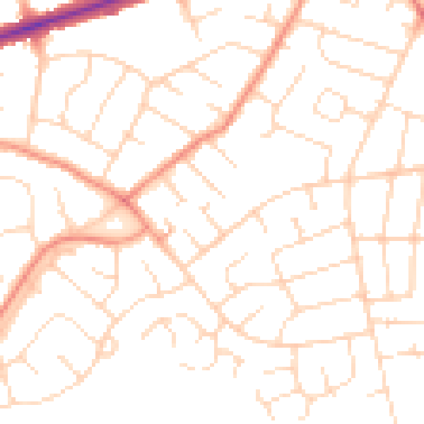 Daytime road noise heatmap for DE24 0DH
