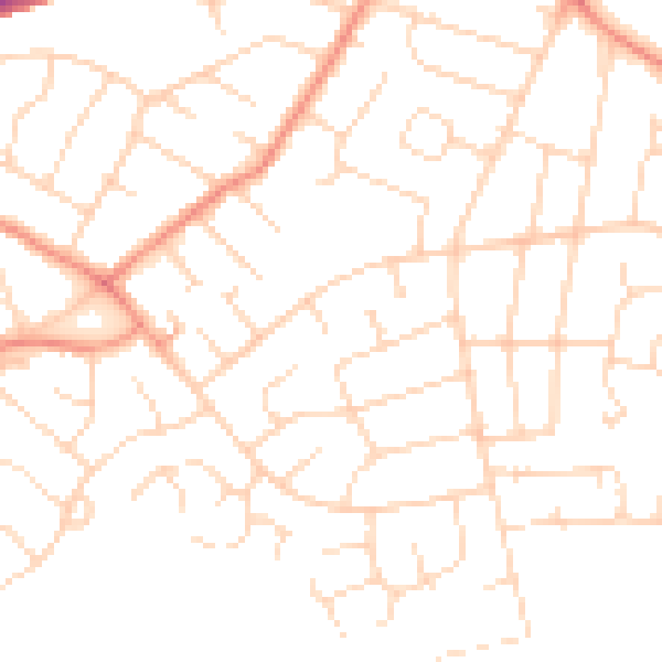 Daytime road noise heatmap for DE24 0DJ
