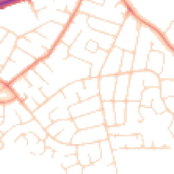 Daytime road noise heatmap for DE24 0DL