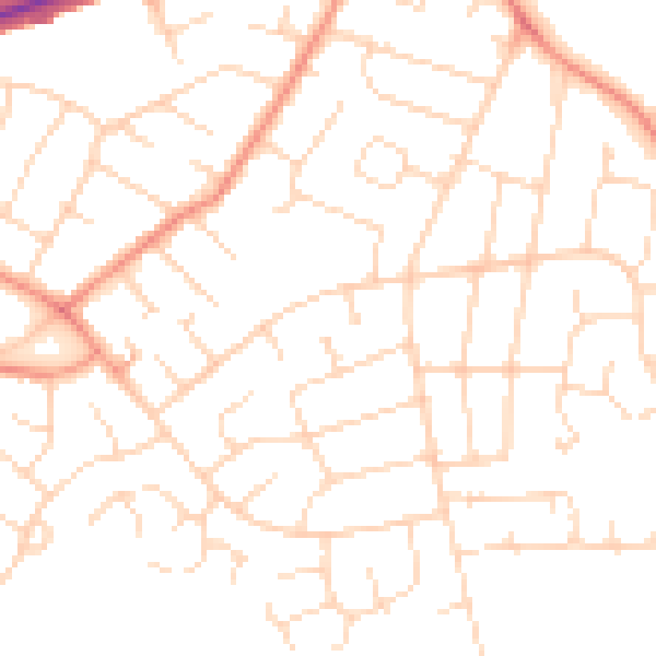 Daytime road noise heatmap for DE24 0DN