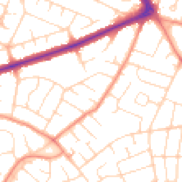 Daytime road noise heatmap for DE24 0FQ
