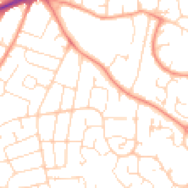 Daytime road noise heatmap for DE24 0NQ