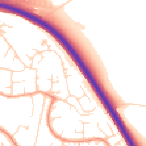 Daytime road noise heatmap for DE24 0QU