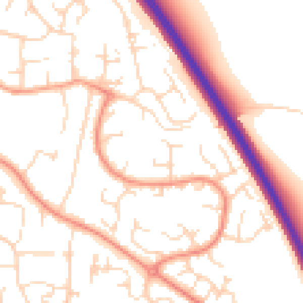 Daytime road noise heatmap for DE24 0RJ