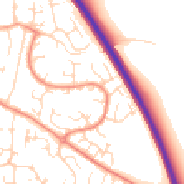 Daytime road noise heatmap for DE24 0SG