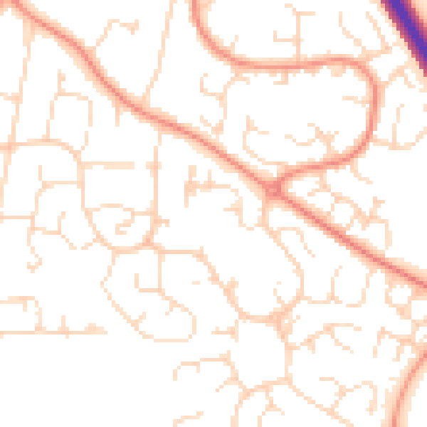 Daytime road noise heatmap for DE24 0UT