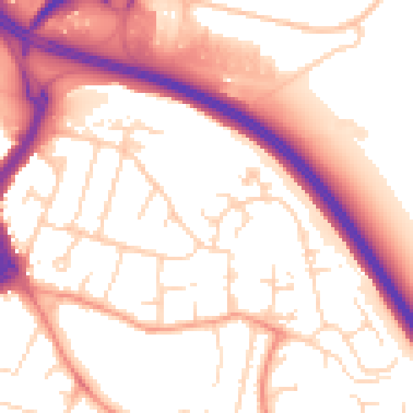 Daytime road noise heatmap for DE24 0YE