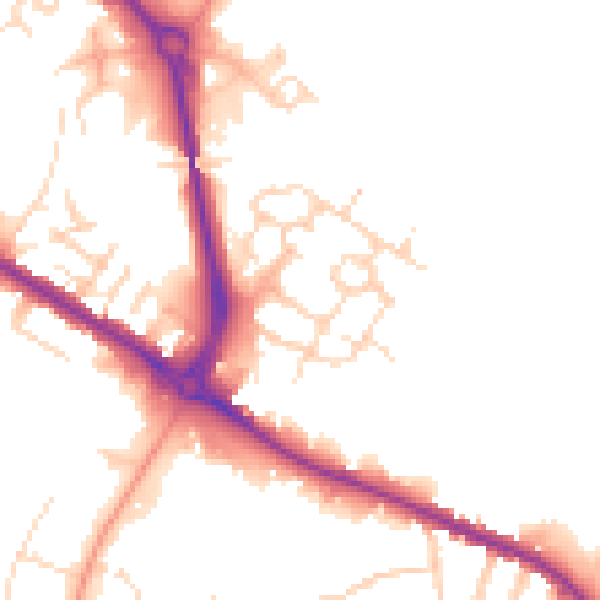 Daytime road noise heatmap for DE24 1AB
