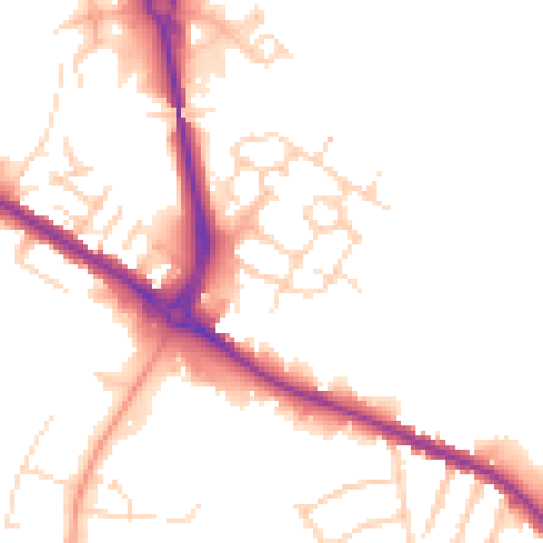 Daytime road noise heatmap for DE24 1AD