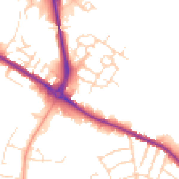 Daytime road noise heatmap for DE24 1AF
