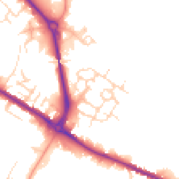 Daytime road noise heatmap for DE24 1AJ
