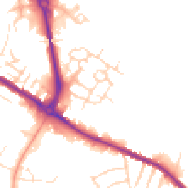 Daytime road noise heatmap for DE24 1AN