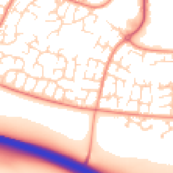 Daytime road noise heatmap for DE24 3AQ