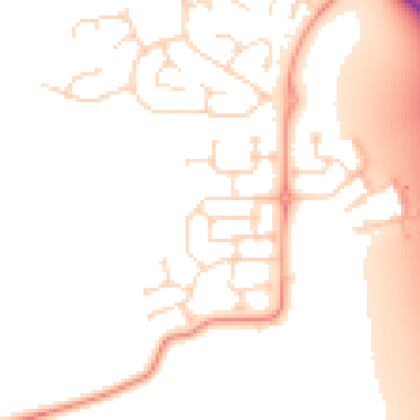 Daytime road noise heatmap for DE24 5BQ