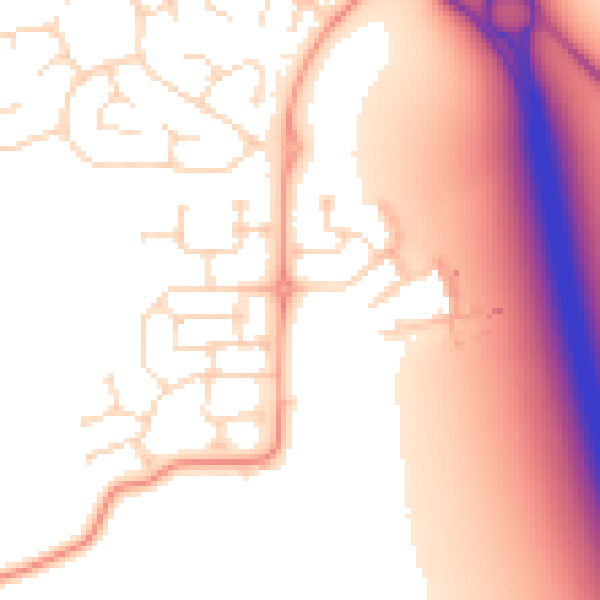 Daytime road noise heatmap for DE24 5DQ