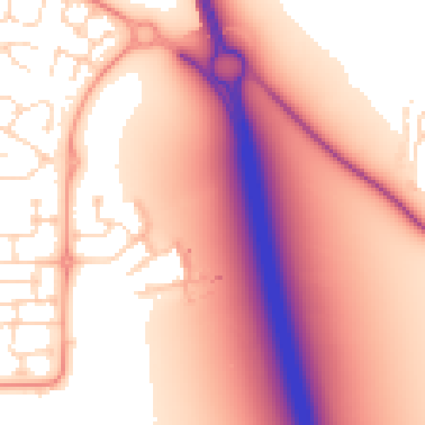 Daytime road noise heatmap for DE24 5DX
