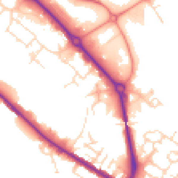 Daytime road noise heatmap for DE24 8BY